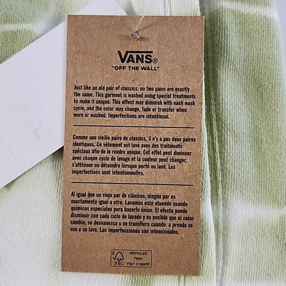 VANS 1966 Big Kids Youth Mind Fleece Short Celadon Green White Tie Dye Size L - Picture 9 of 14